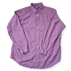 Daniel Cremieux Italian Fabric Plaid Shirt XL Red Windowpane Men XL Oversized